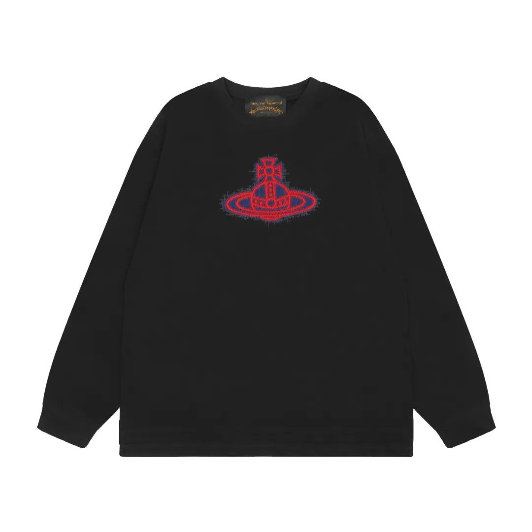 vivienne west wood West Queen Mother's Pattern Embroidery Heavy Industry Saturn Long Sleeves Very practical for inner wear and outer wear Hem matching slit design Full range of correct accessories Every detail is fully restored Straight to full size Size: XS S M L Black White